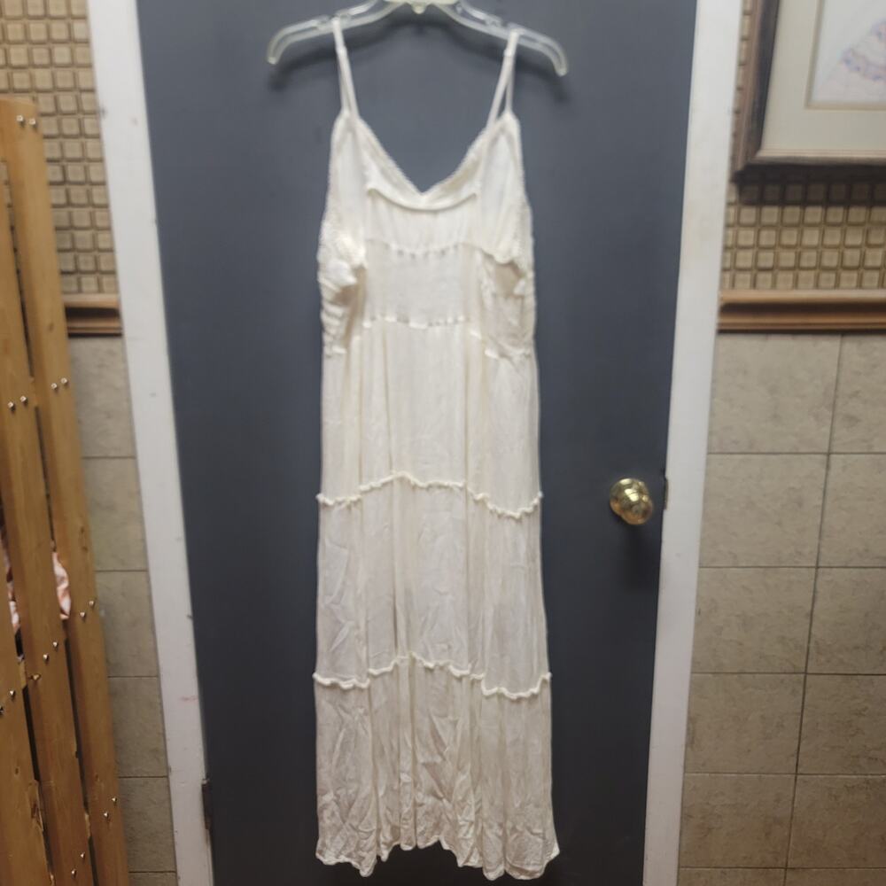 No Comment Plus Cream Lace Tiered Maxi Dress Boho Cottagecore French Country 2X - Picture 5 of 9